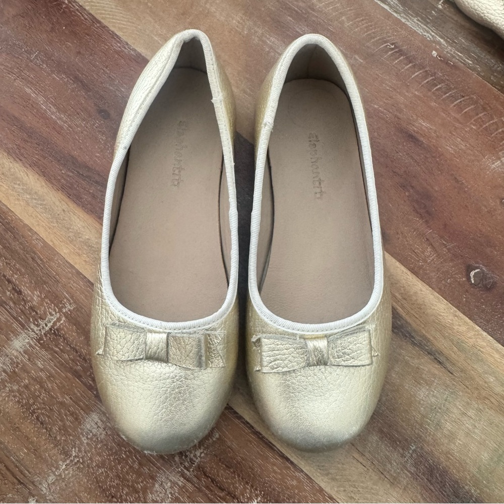Gold Ballet Flats with Bow